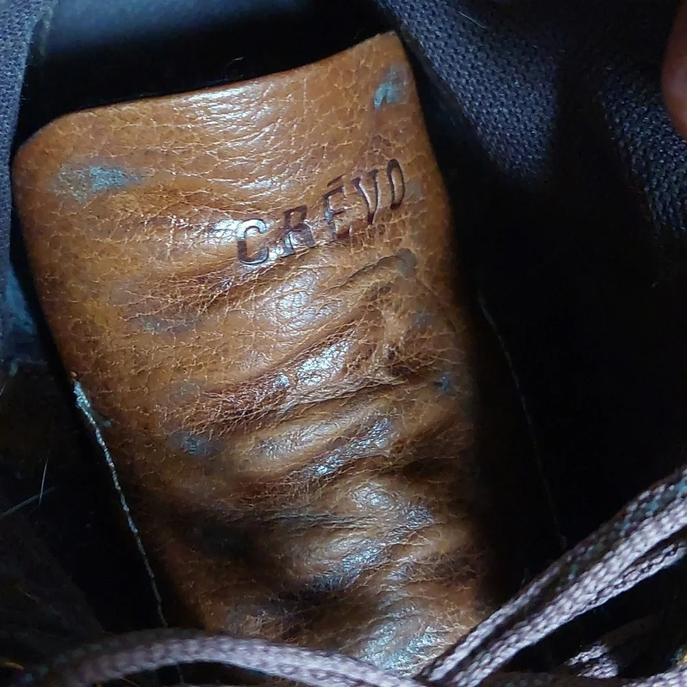 Crevo Men's Brown Leather Lace-Up Side-Zip Boots